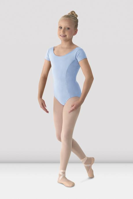 BLOCH - M515C Mirella Classic Short Sleeve Leotard Cotton Girls Light Blue