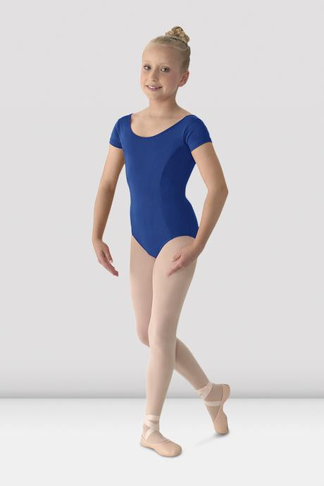 BLOCH - M515C Mirella Classic Short Sleeve Leotard Cotton Girls Royal Blue